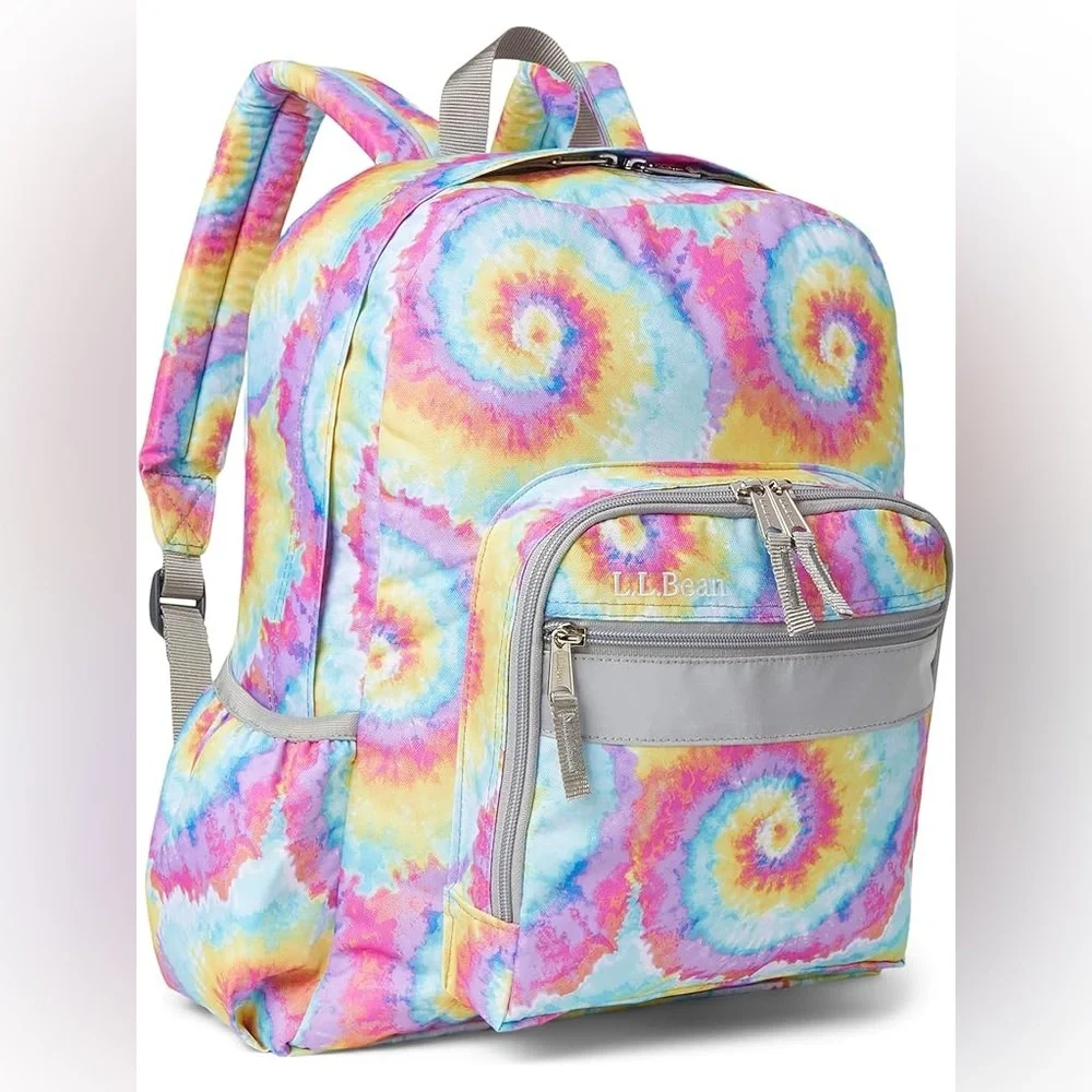 L.L.Bean Kids Bean’s Explorer Tie Dye Backpack Rainbow School Camp Book Bag